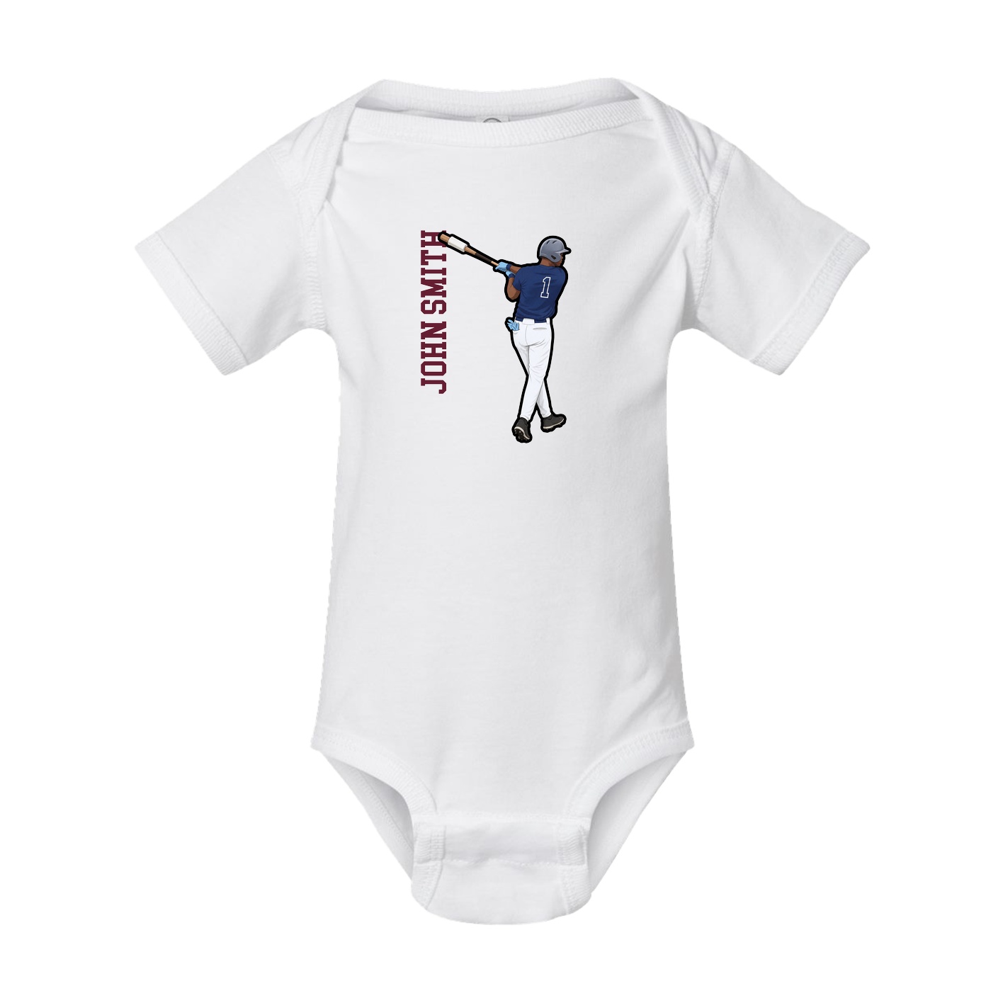 Baby Onesie — Name Vertical in White