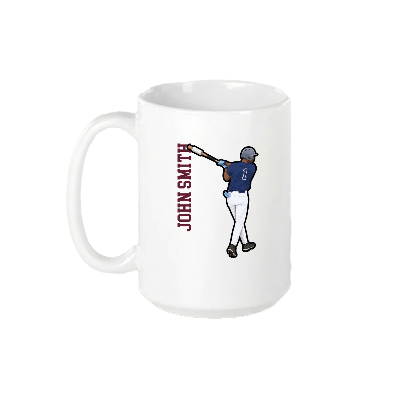 15oz Coffee Mug — Name Vertical in White