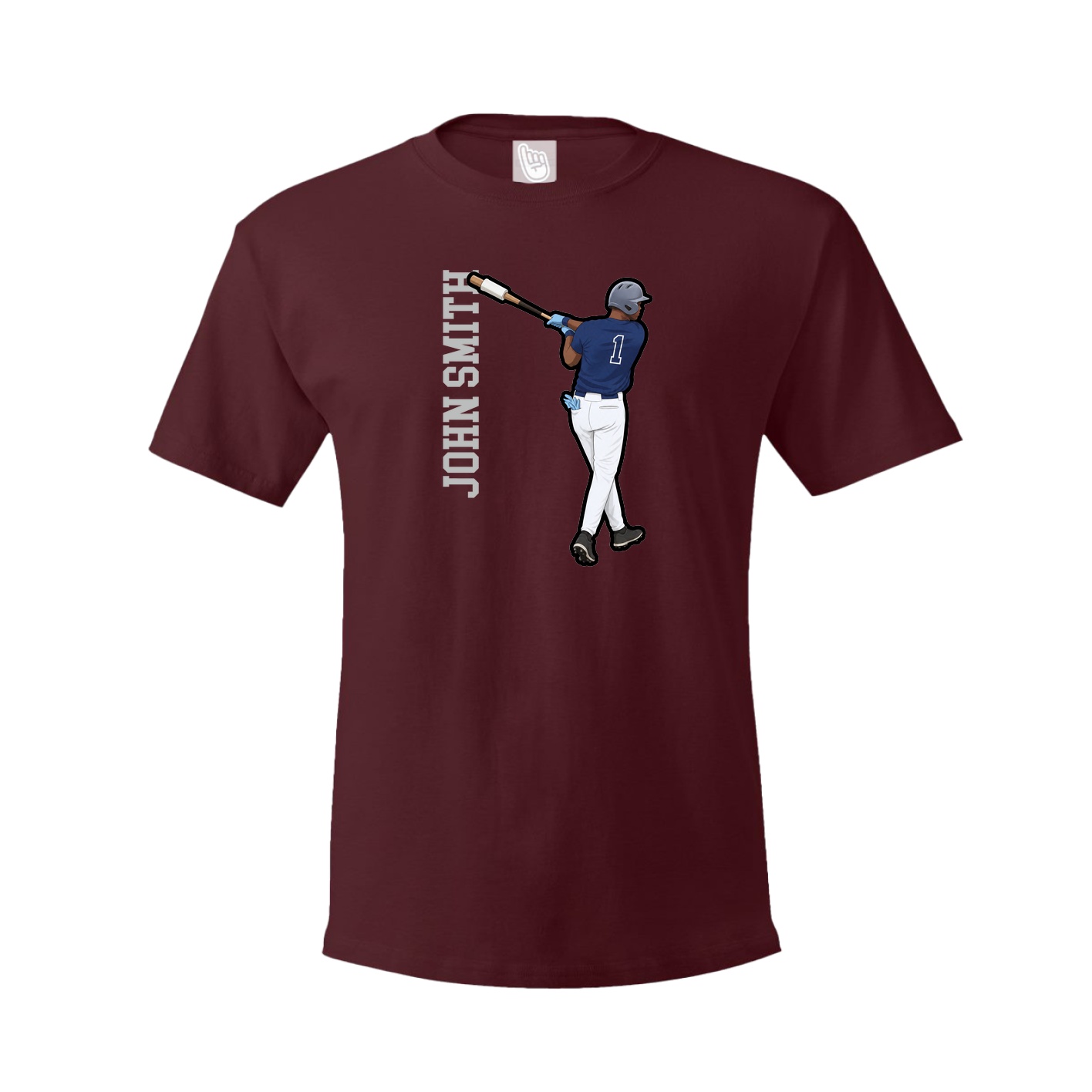 Youth Tee — Name Vertical in Maroon