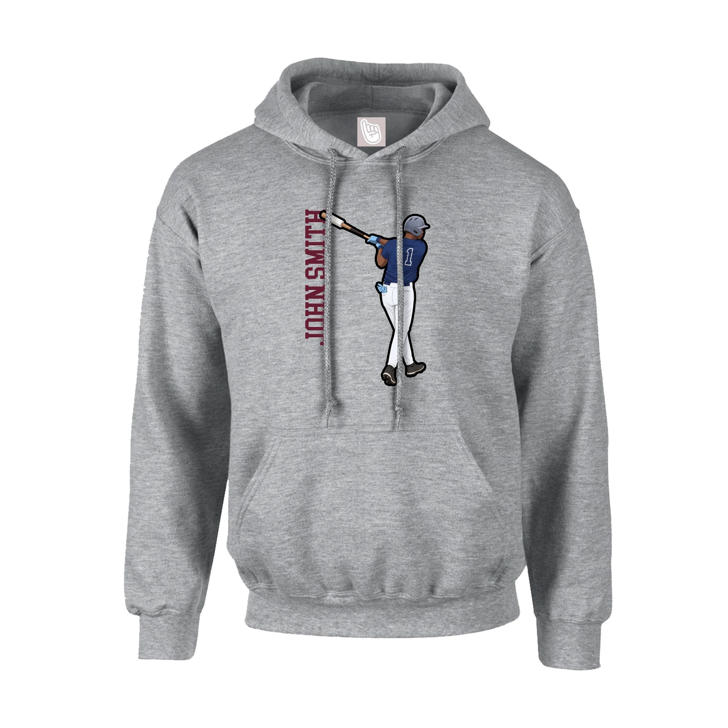 Youth Hoodie — Name Vertical in Grey