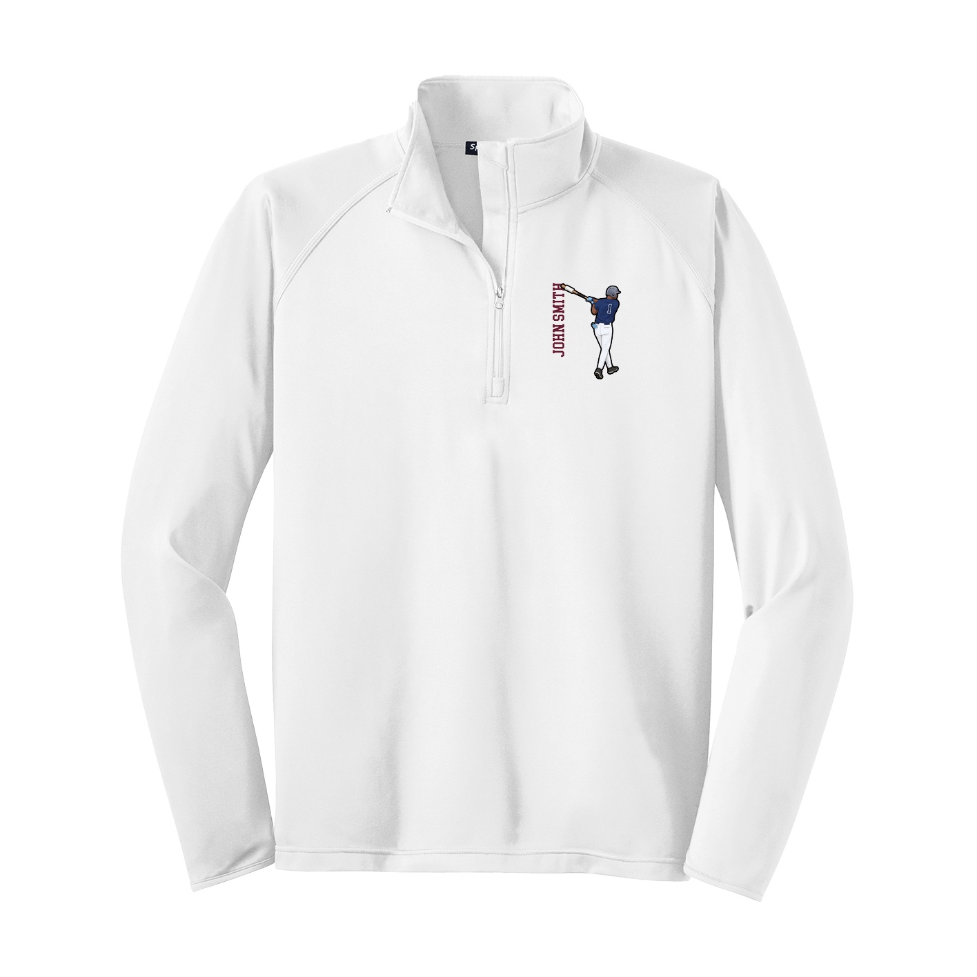 Q-Zip Pullover — Name Vertical in White
