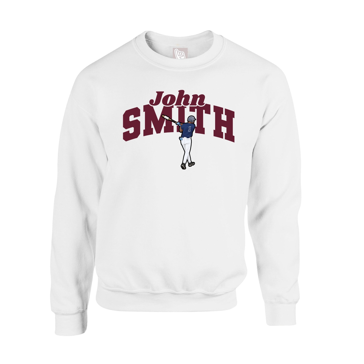 Fleece Crew — Signature Arch in White