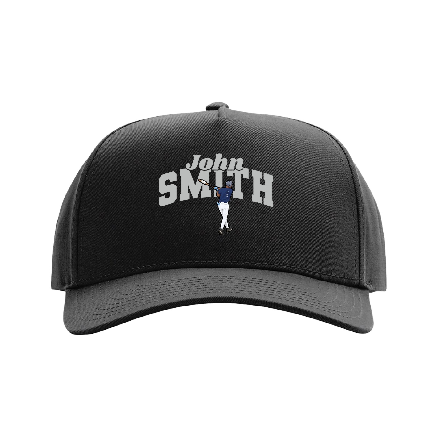 Full Fabric Five-Panel Champ Cap — Signature Arch in Black