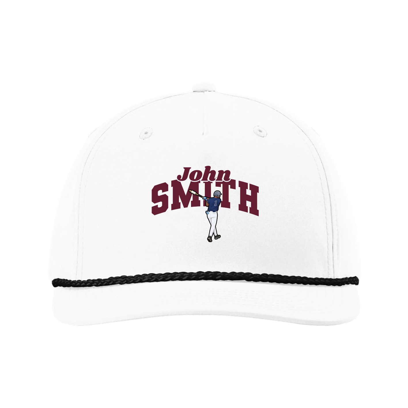 Five-Panel Classic Rope Cap — Signature Arch in White