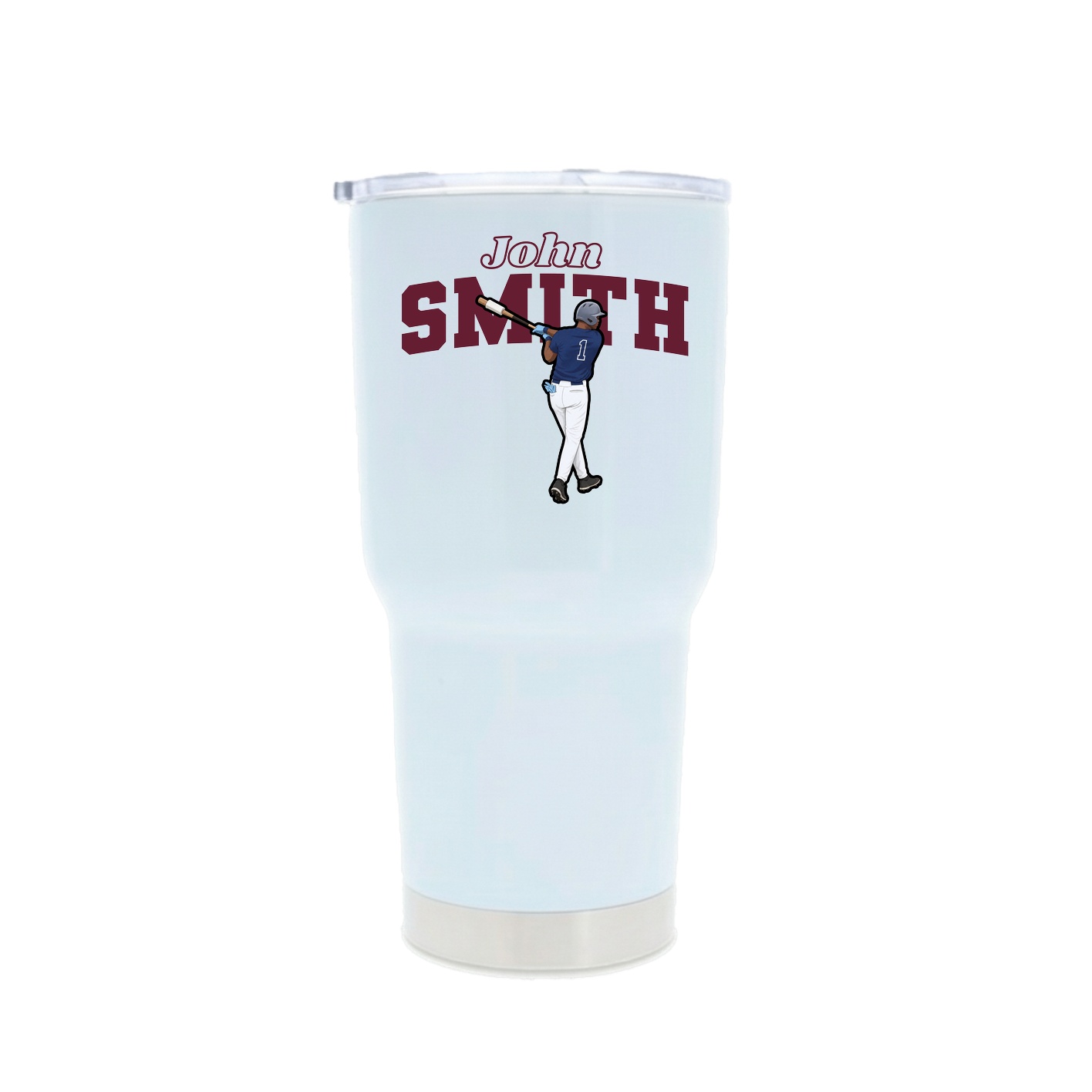 30oz Stainless Steel Tumbler — Name Arch in White