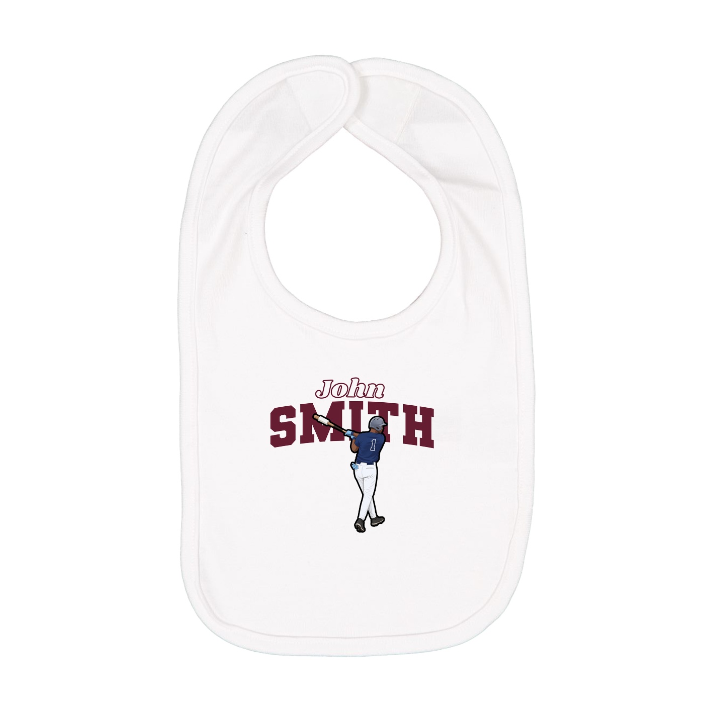 Infant Bib — Name Arch in White