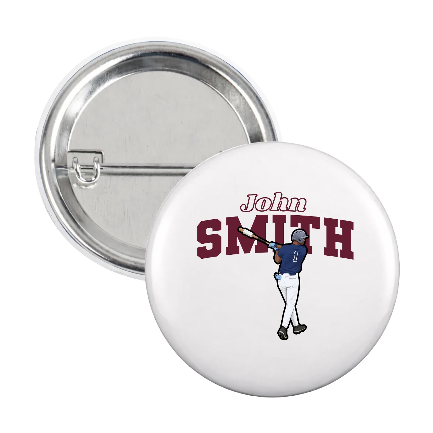 Game Day Button — Name Arch in White