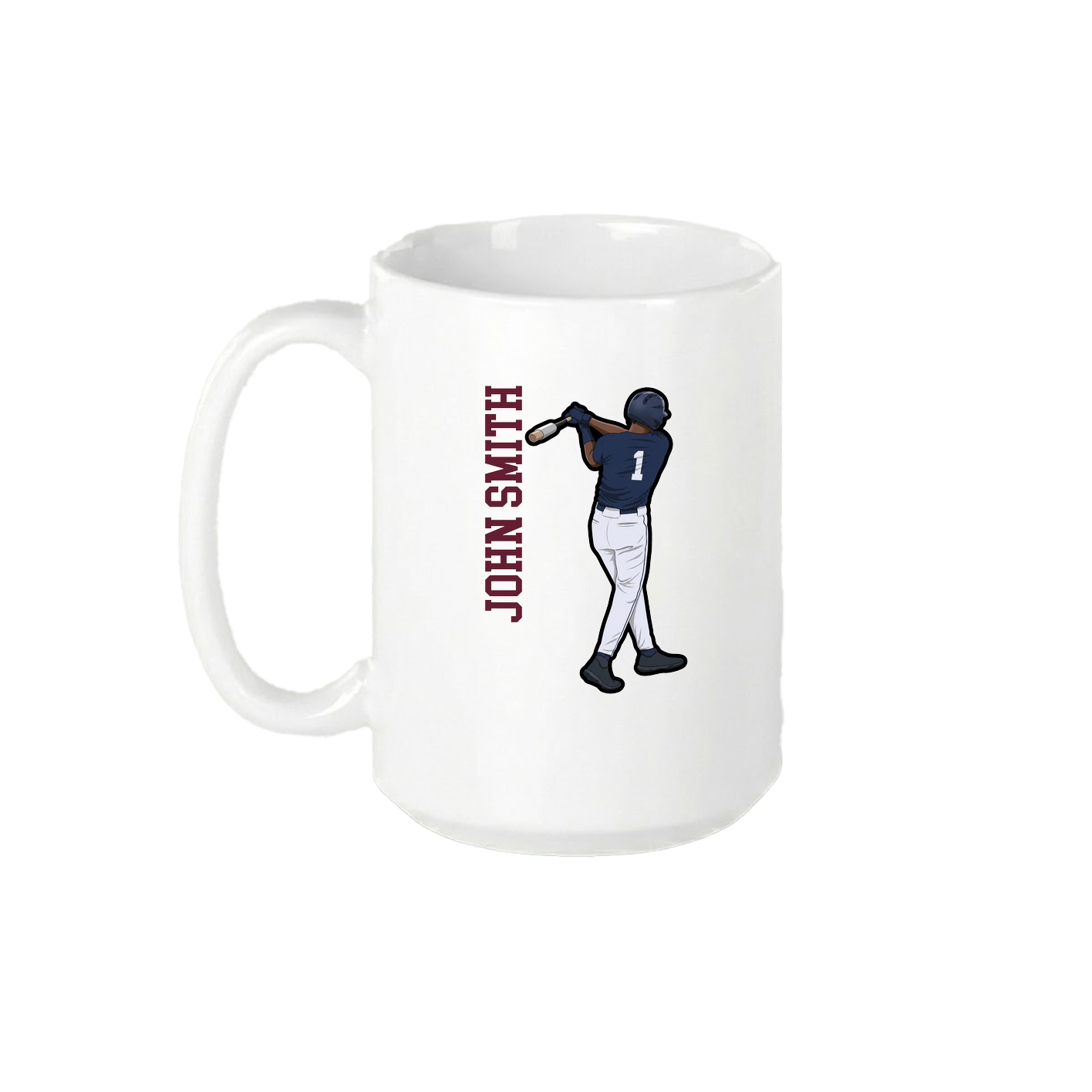 15oz Coffee Mug — Name Vertical in White