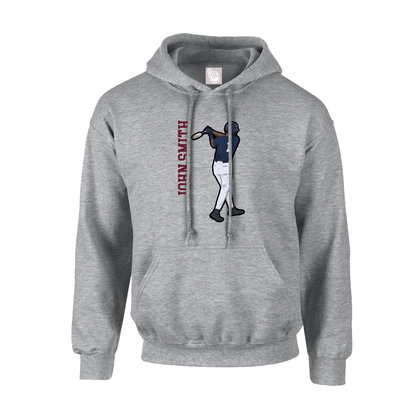 Hoodie — Name Vertical in Grey