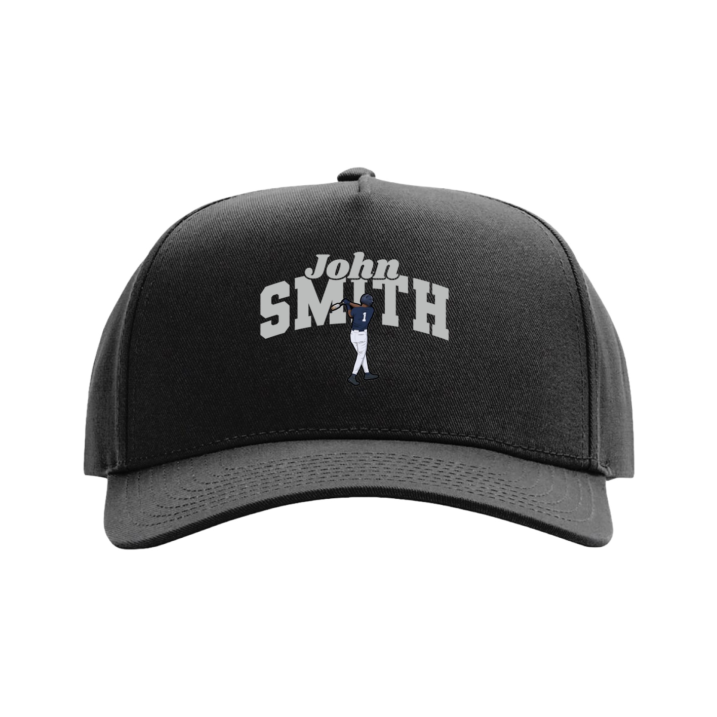 Full Fabric Five-Panel Champ Cap — Signature Arch in Black