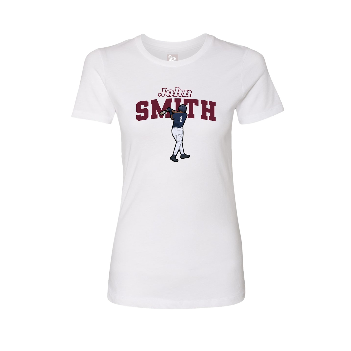 Fitted Women's Tee — Name Arch in White