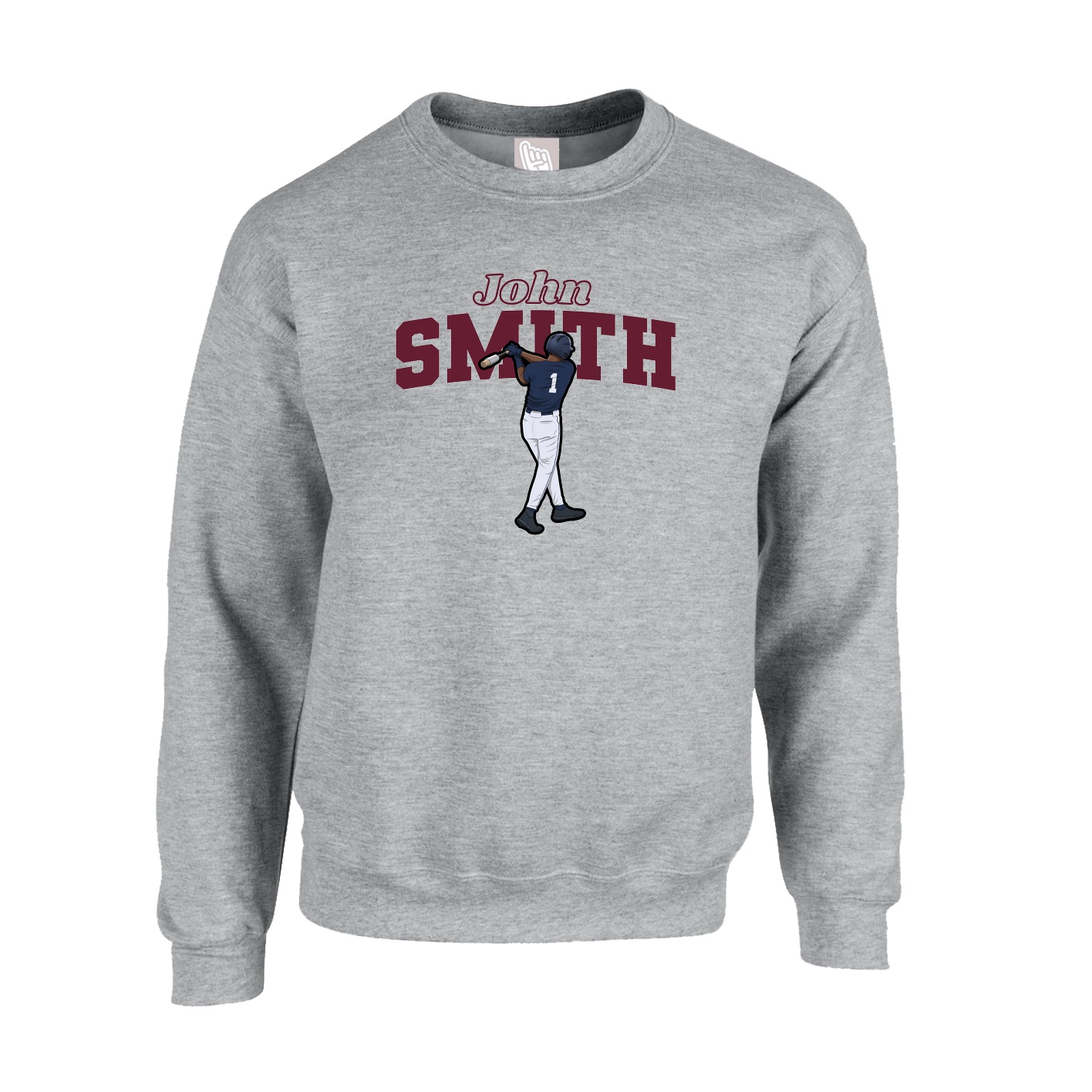 Fleece Crew — Name Arch in Grey
