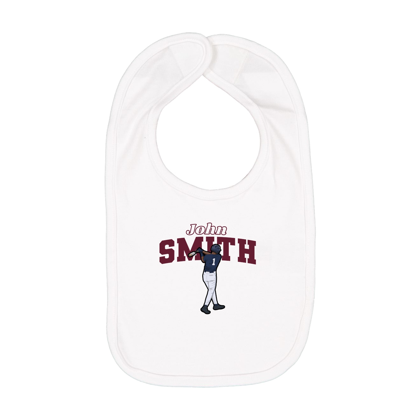 Infant Bib — Name Arch in White