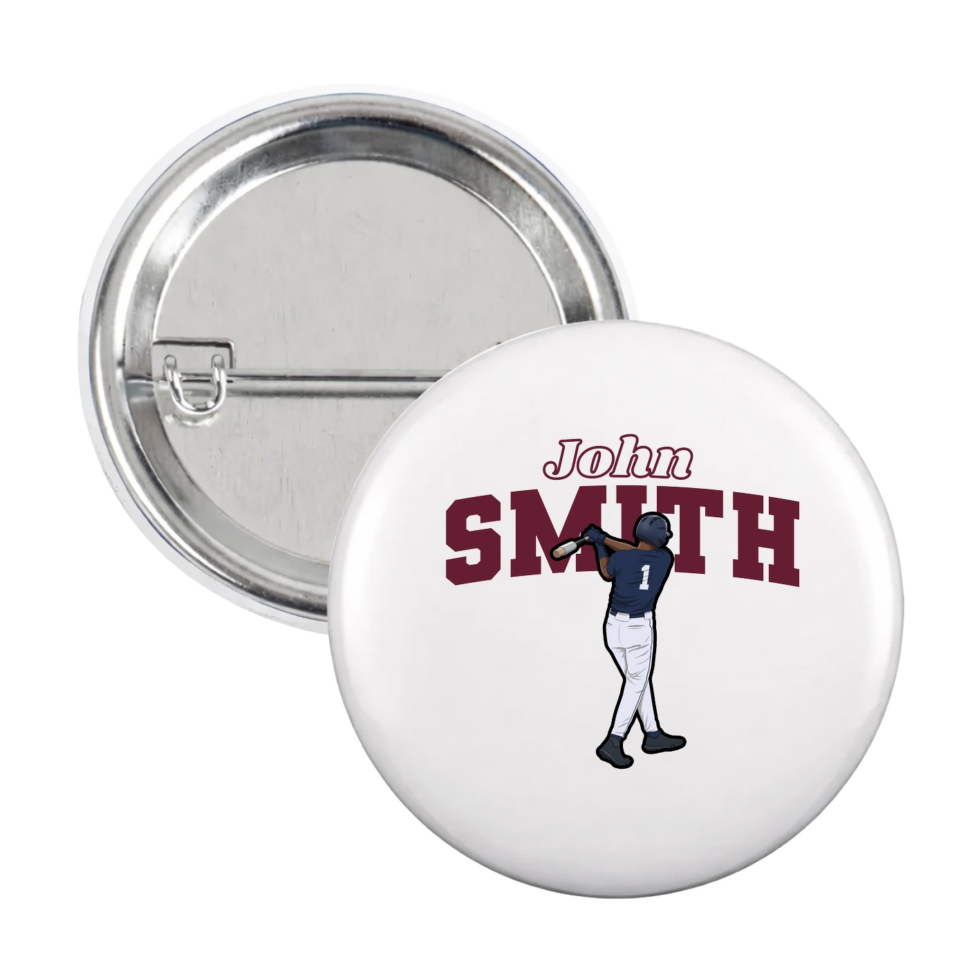 Game Day Button — Name Arch in White