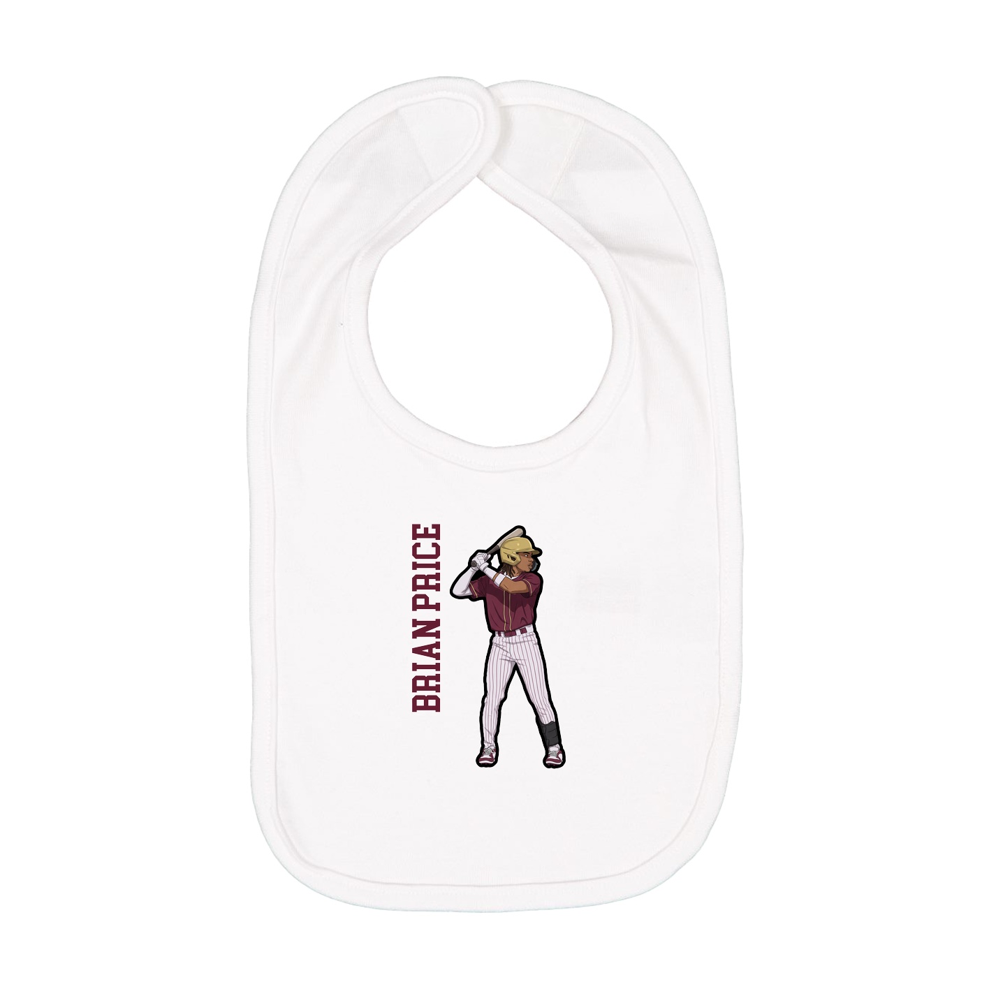 Infant Bib — Name Vertical in White