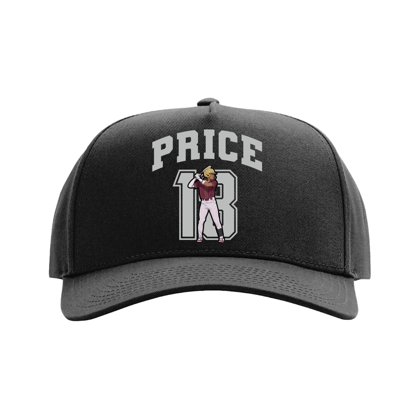 Full Fabric Five-Panel Champ Cap — Number in Black