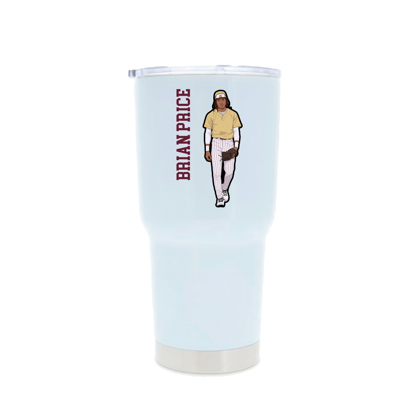 30oz Stainless Steel Tumbler — Name Vertical in White