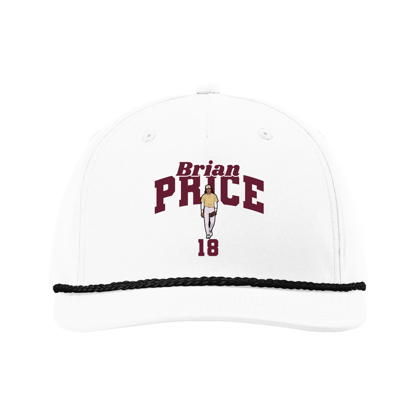 Five-Panel Classic Rope Cap — Signature Arch in White