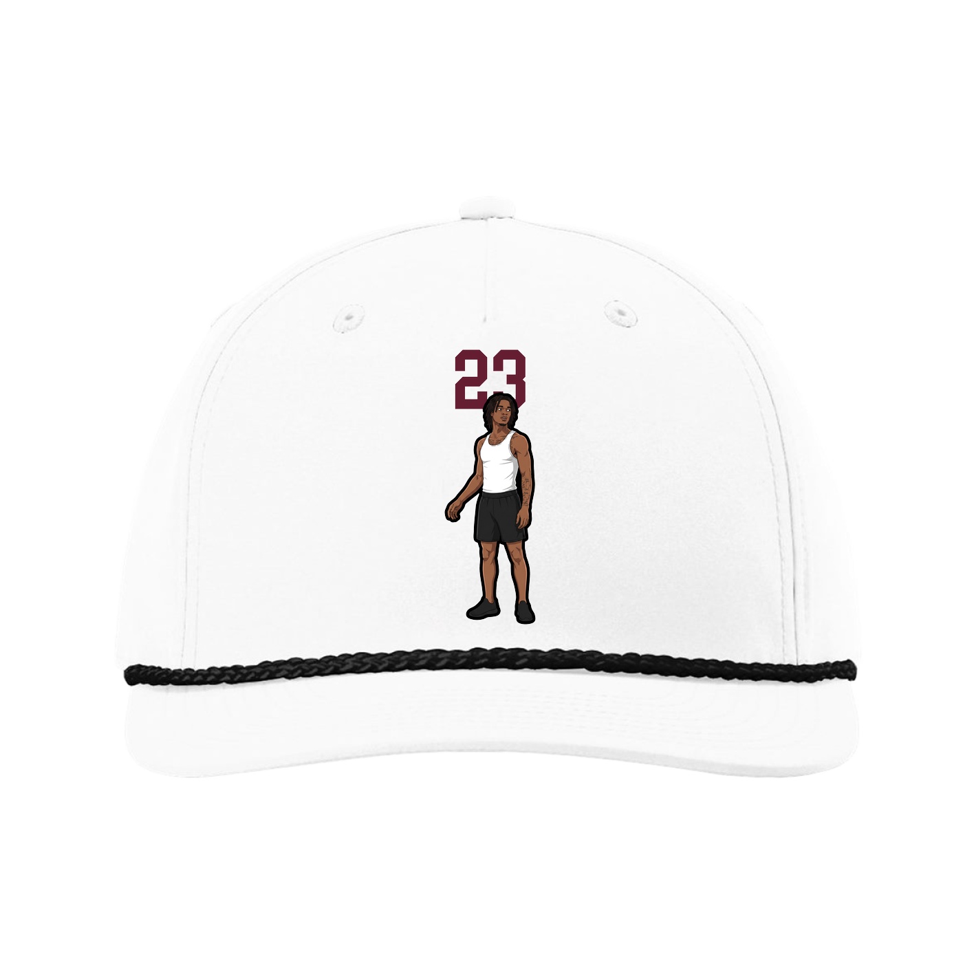 Five-Panel Classic Rope Cap — Number Top in White