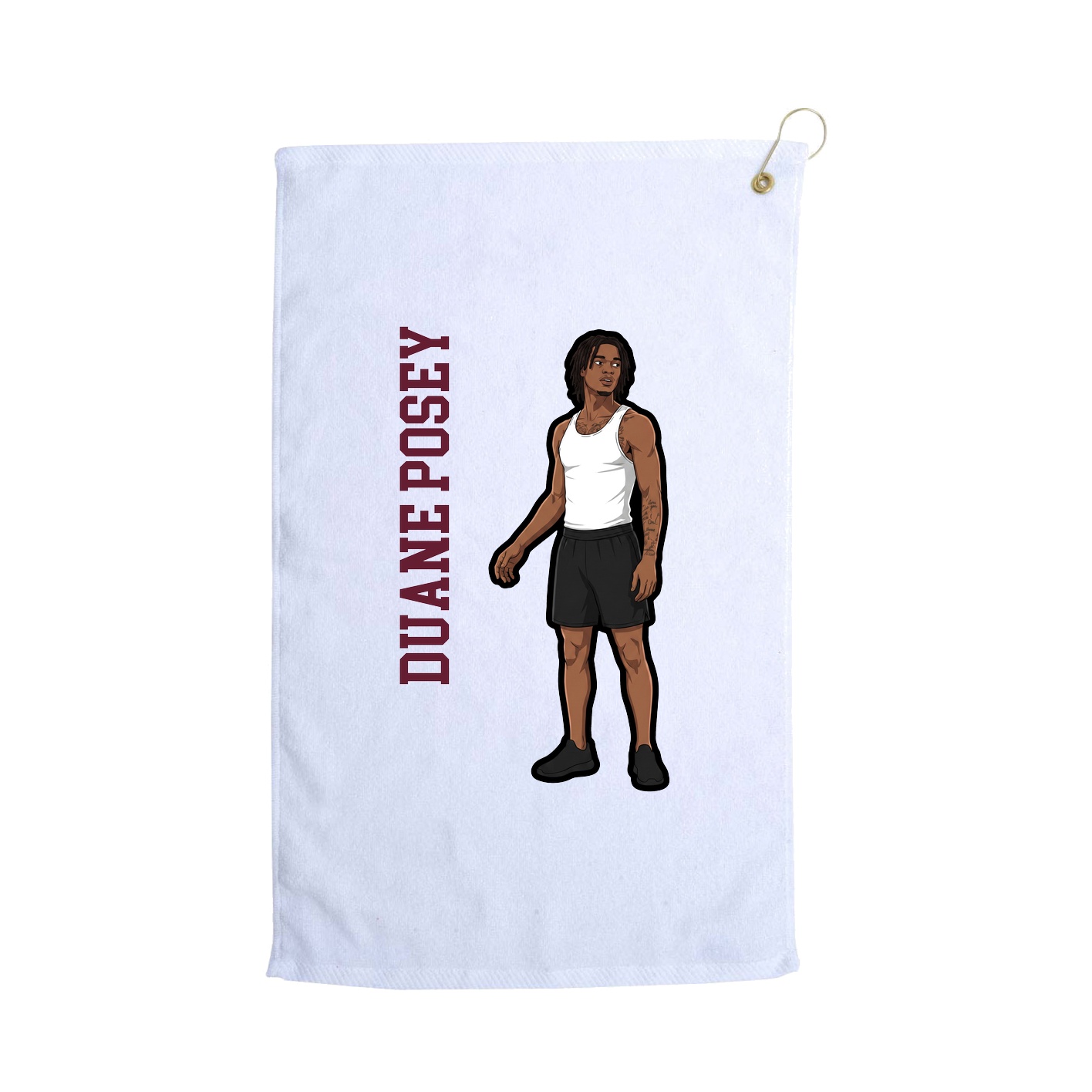 Golf Towel — Name Vertical in White