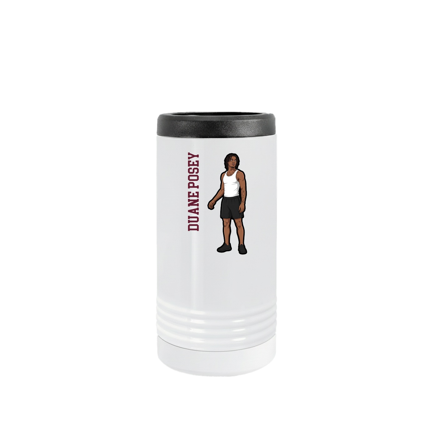 Slim Beverage Holder — Name Vertical in White