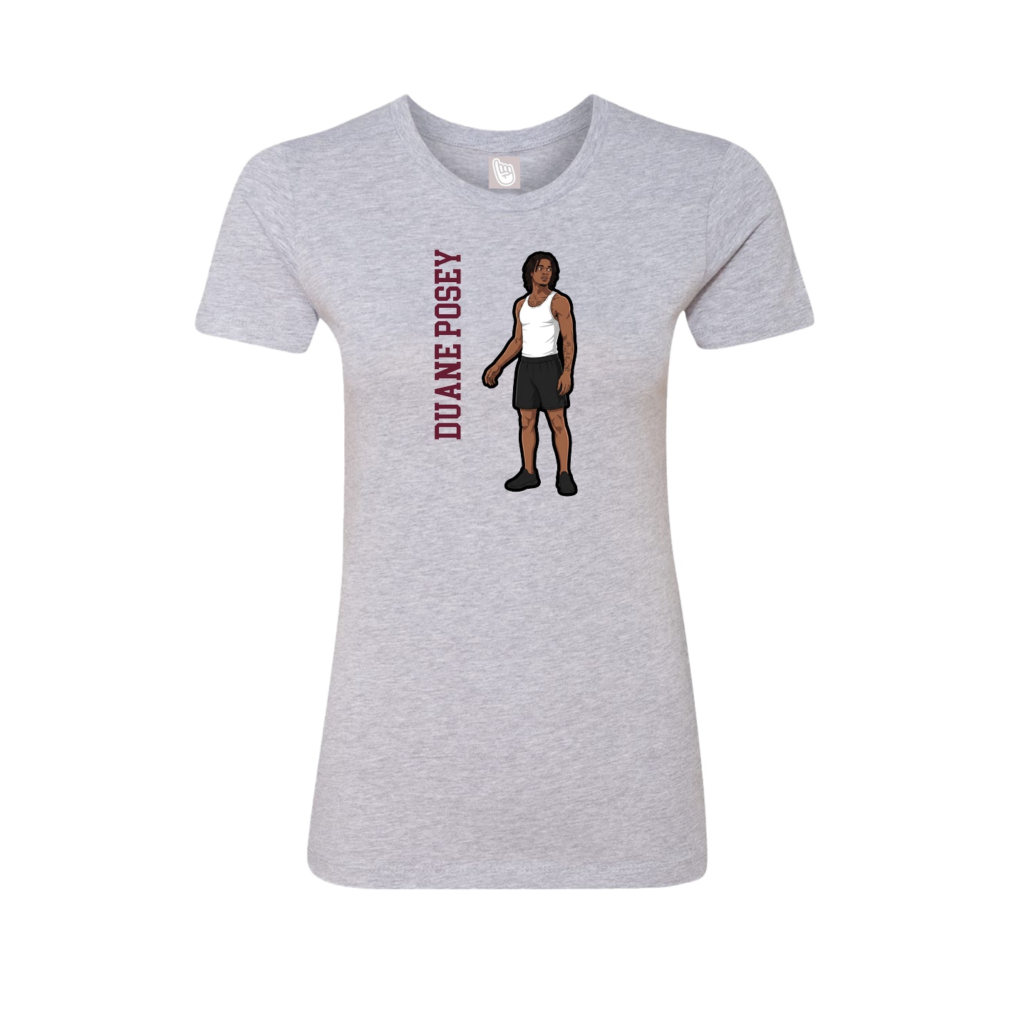 Womens Tee — Name Vertical in Grey