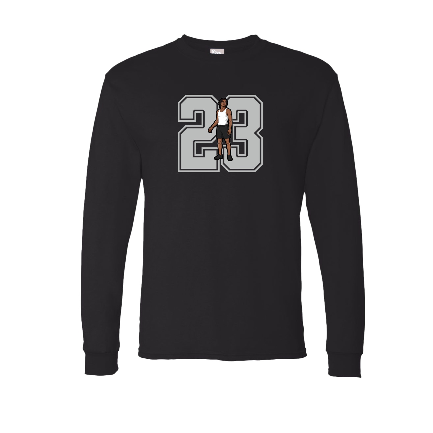 Long Sleeve Tee — Number in Black