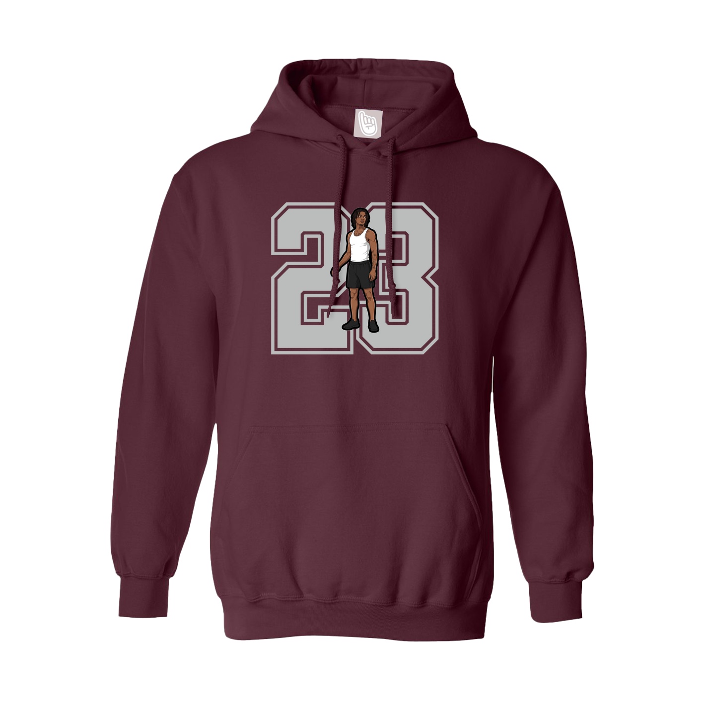 Youth Hoodie — Number in Maroon