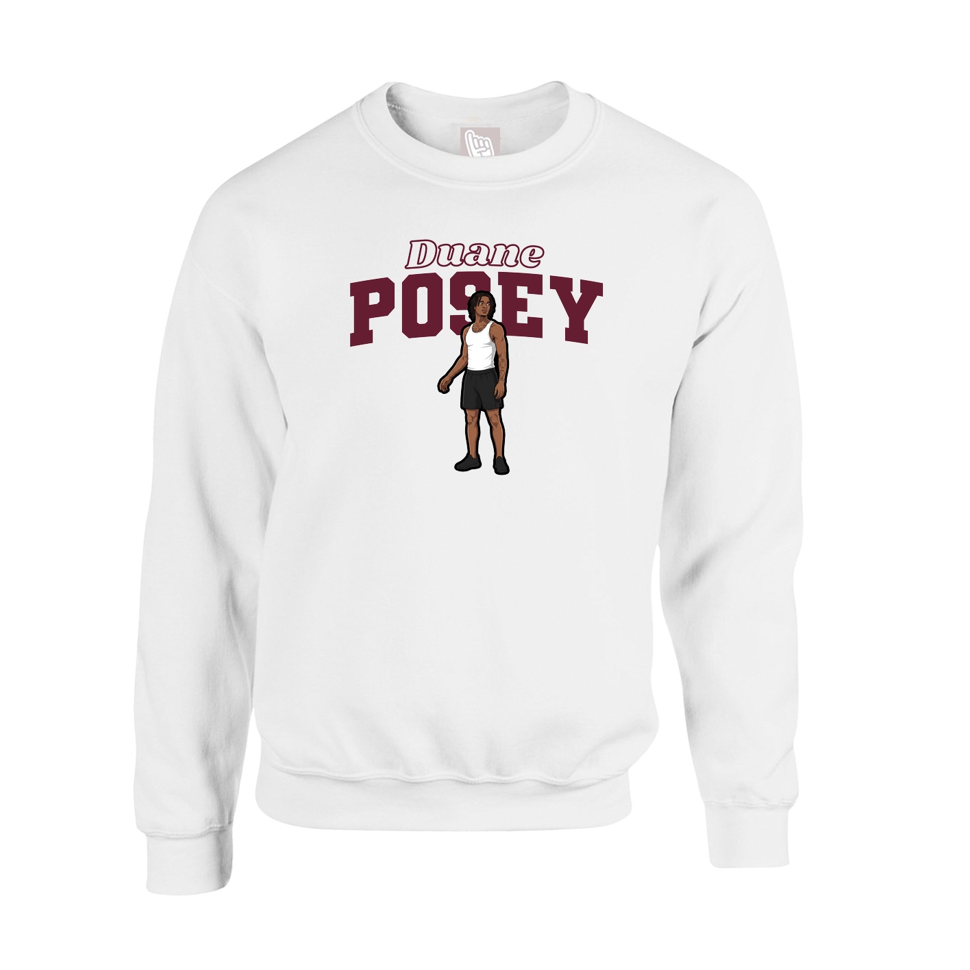 Fleece Crew — Name Arch in White