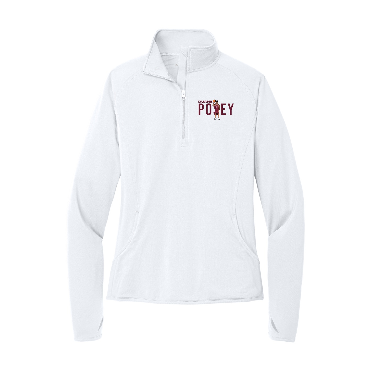 Women's Q-Zip Pullover — Player Name in White