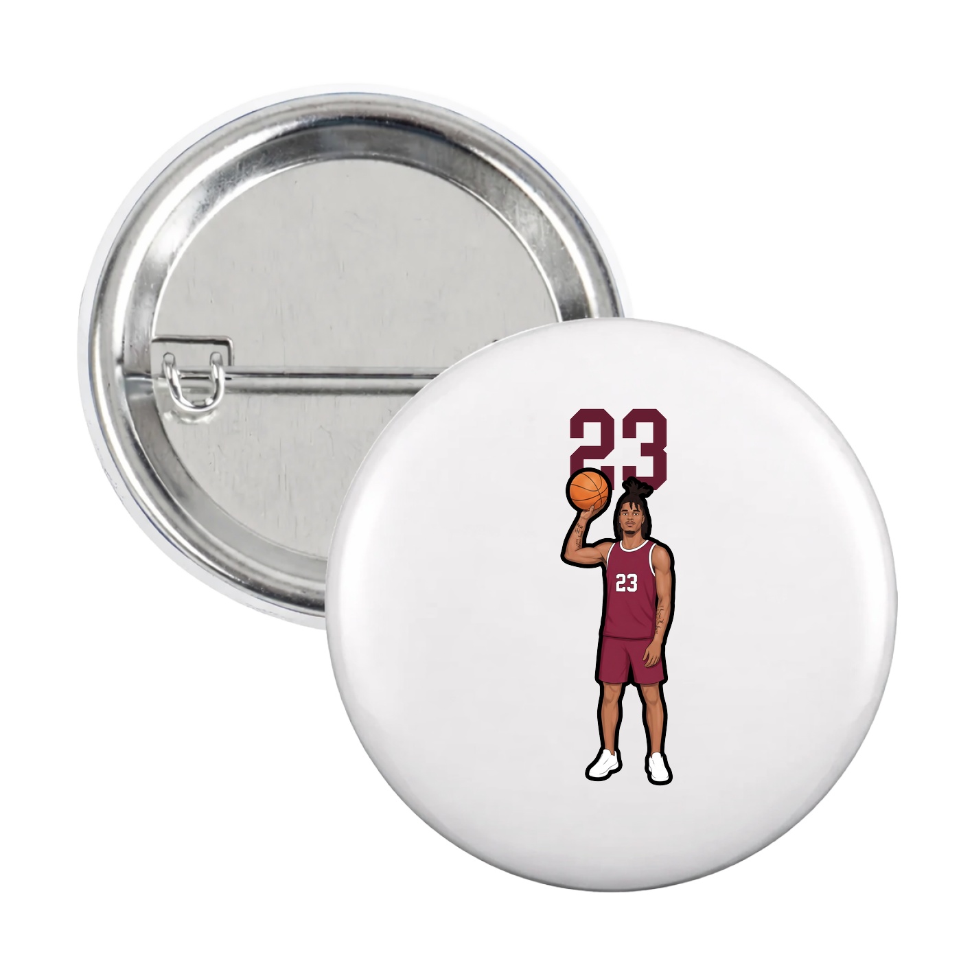 Game Day Button — Number Top in White