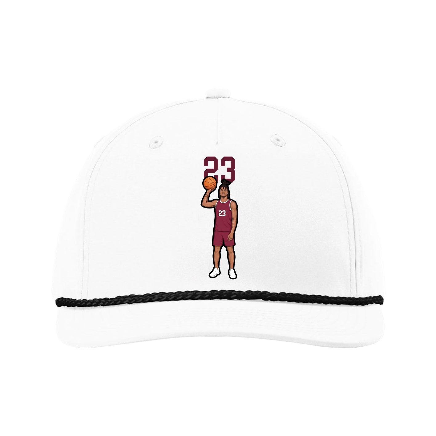 Five-Panel Classic Rope Cap — Number Top in White