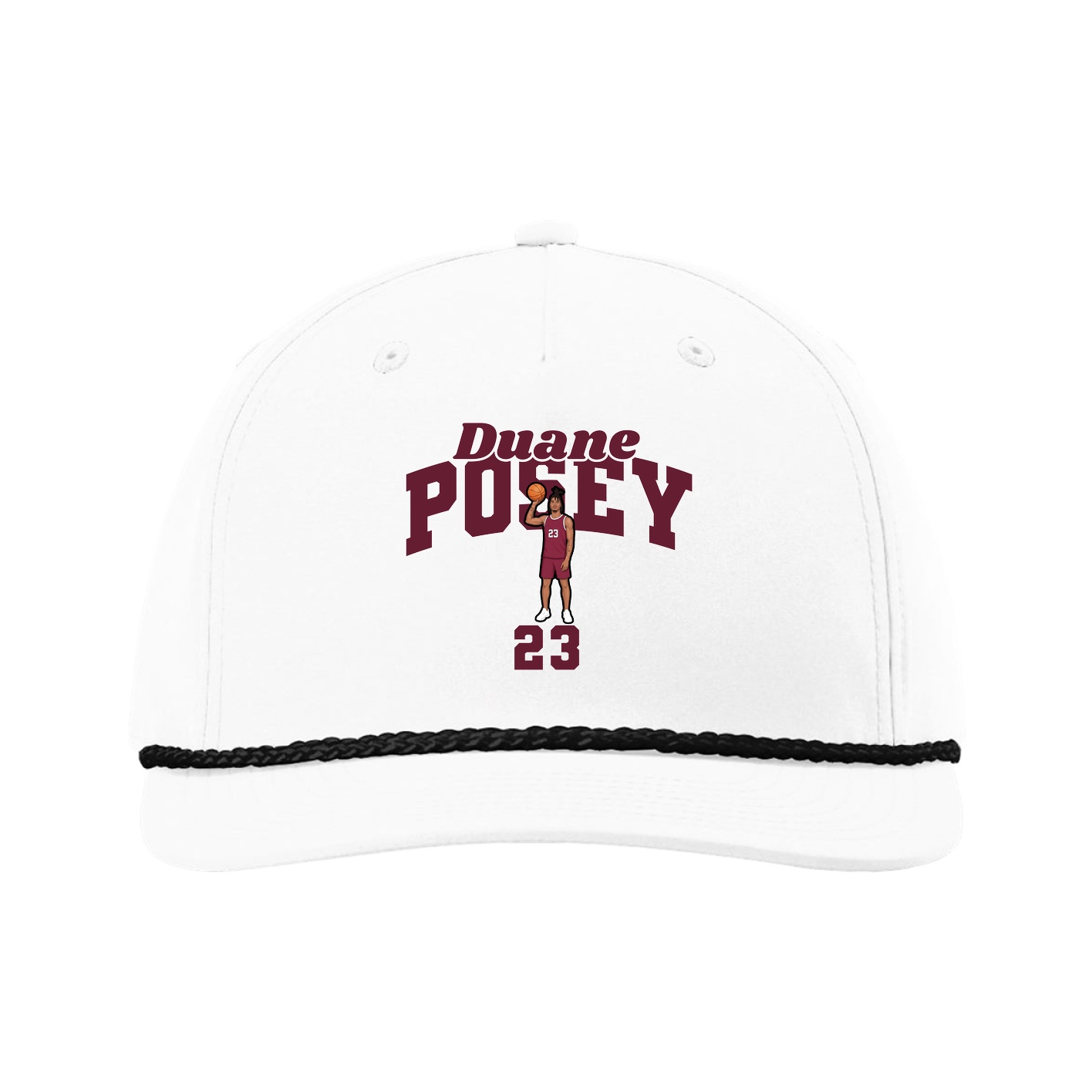 Five-Panel Classic Rope Cap — Signature Arch in White