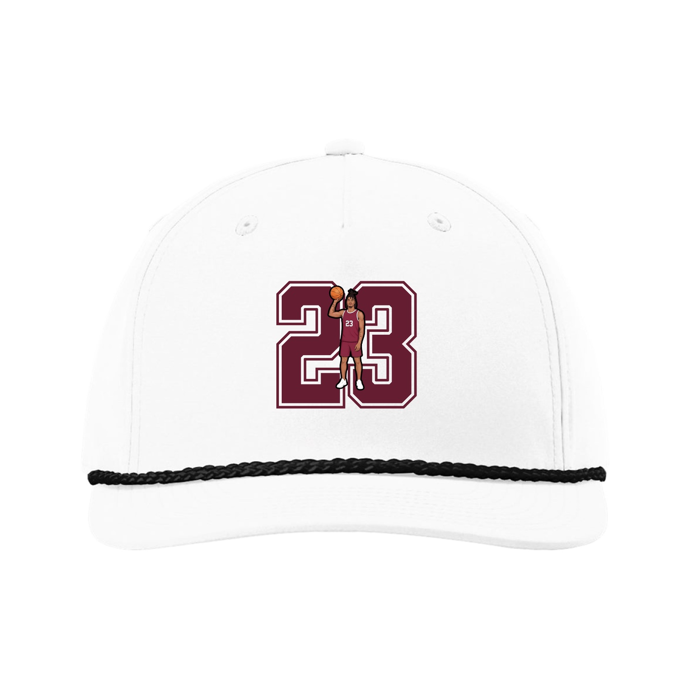 Five-Panel Classic Rope Cap — Number in White