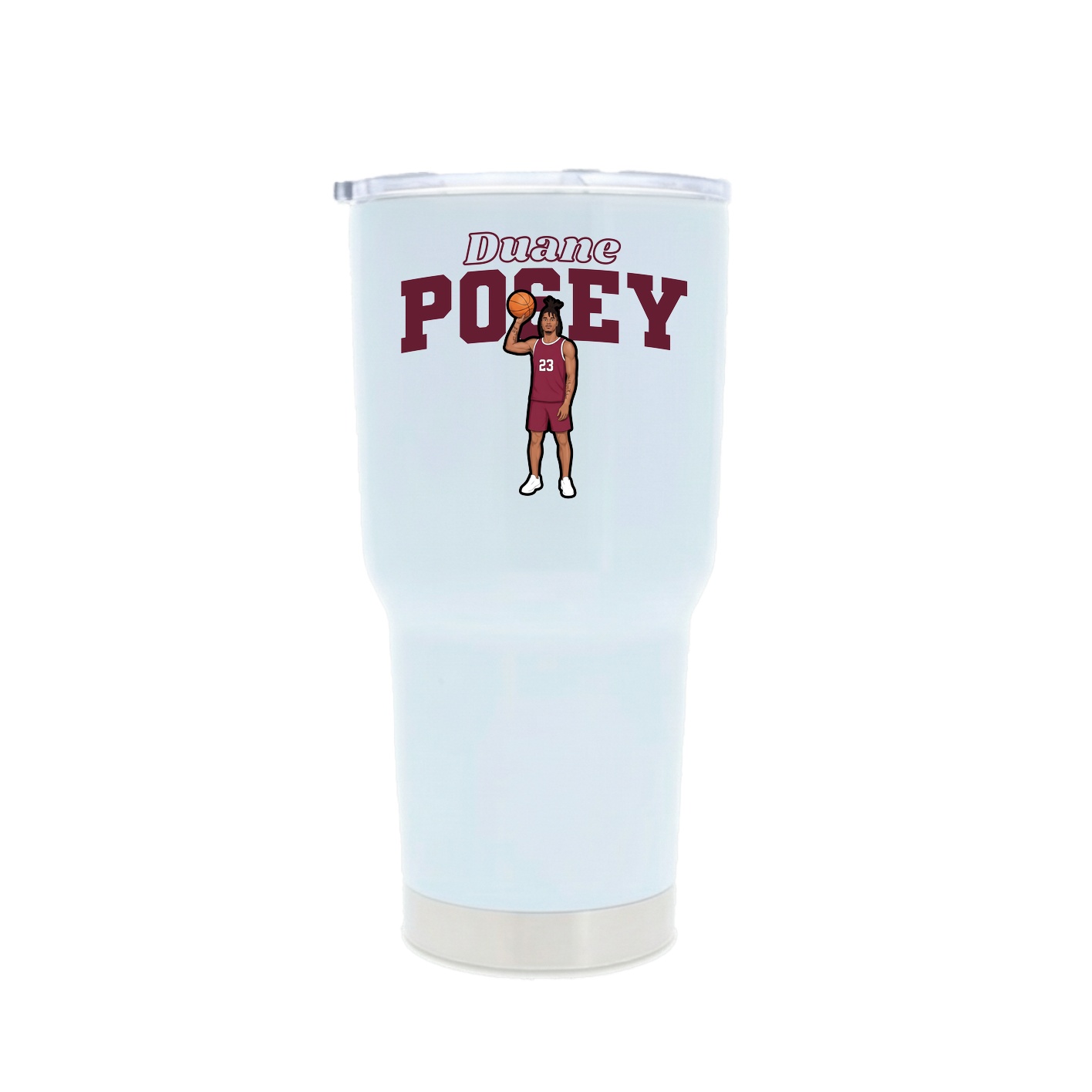 30oz Stainless Steel Tumbler — Name Arch in White
