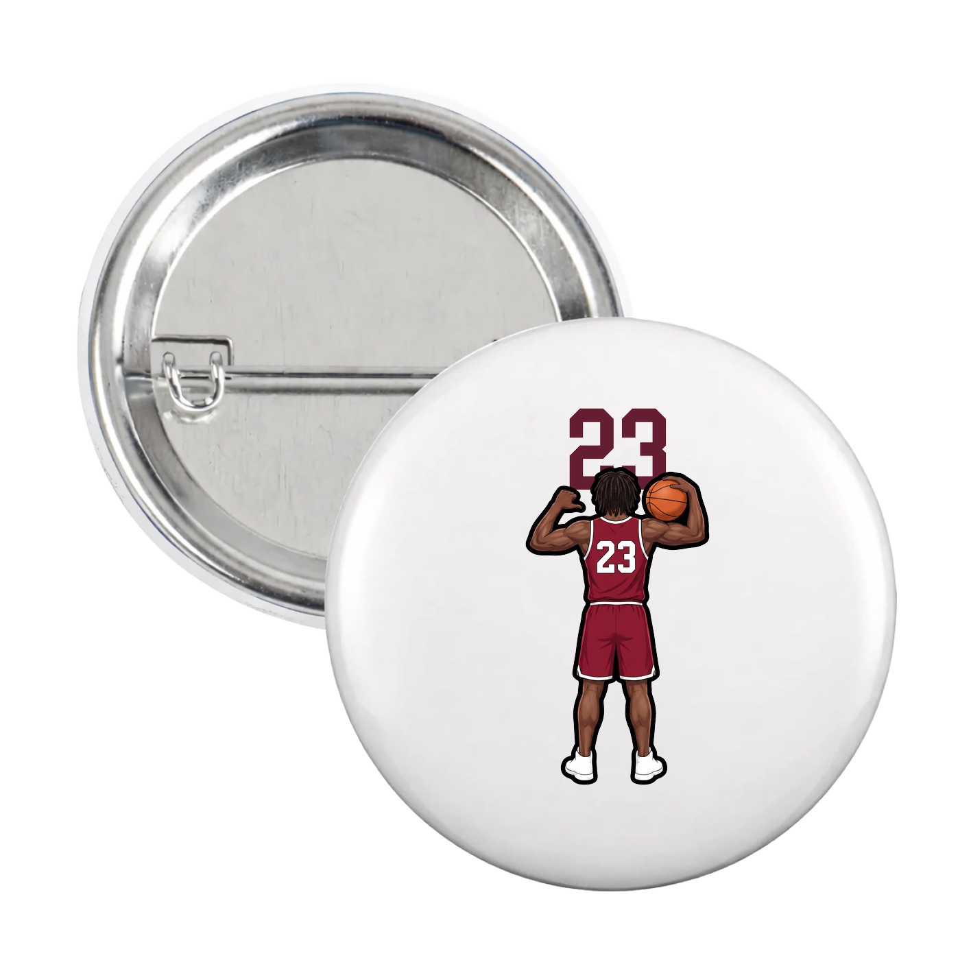 Game Day Button — Number Top in White