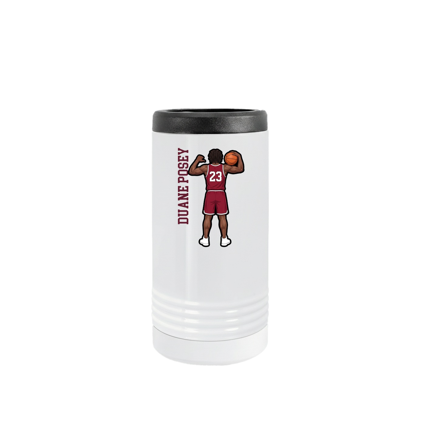 Slim Beverage Holder — Name Vertical in White