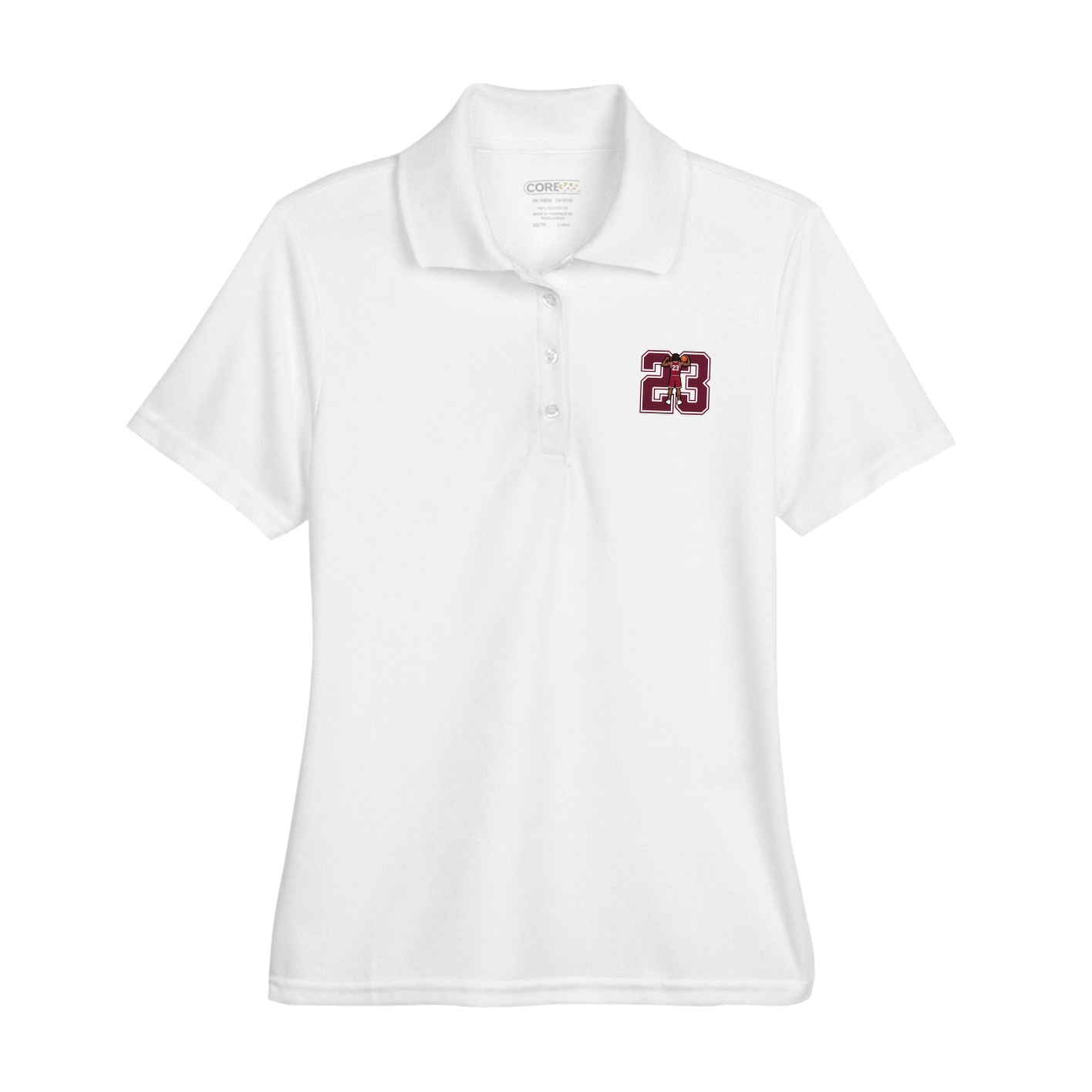 Womens Performance Polo — Number in White