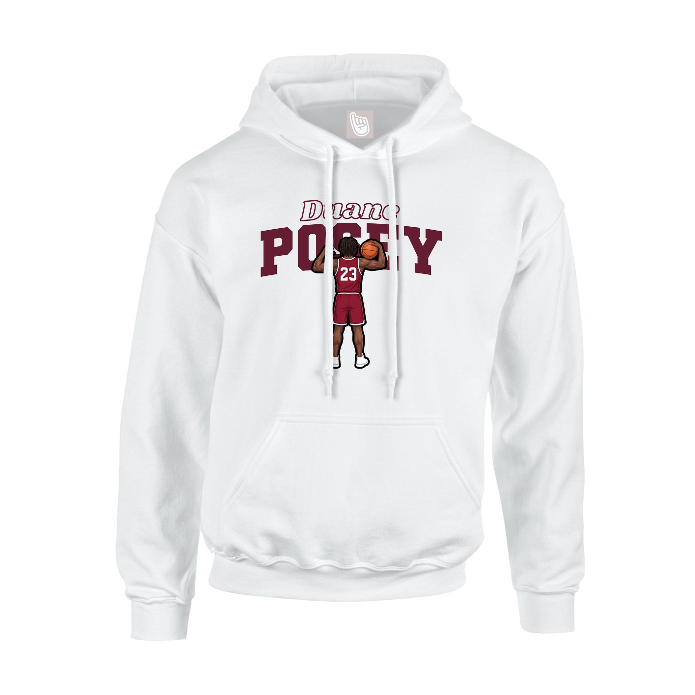 Youth Hoodie — Name Arch in White