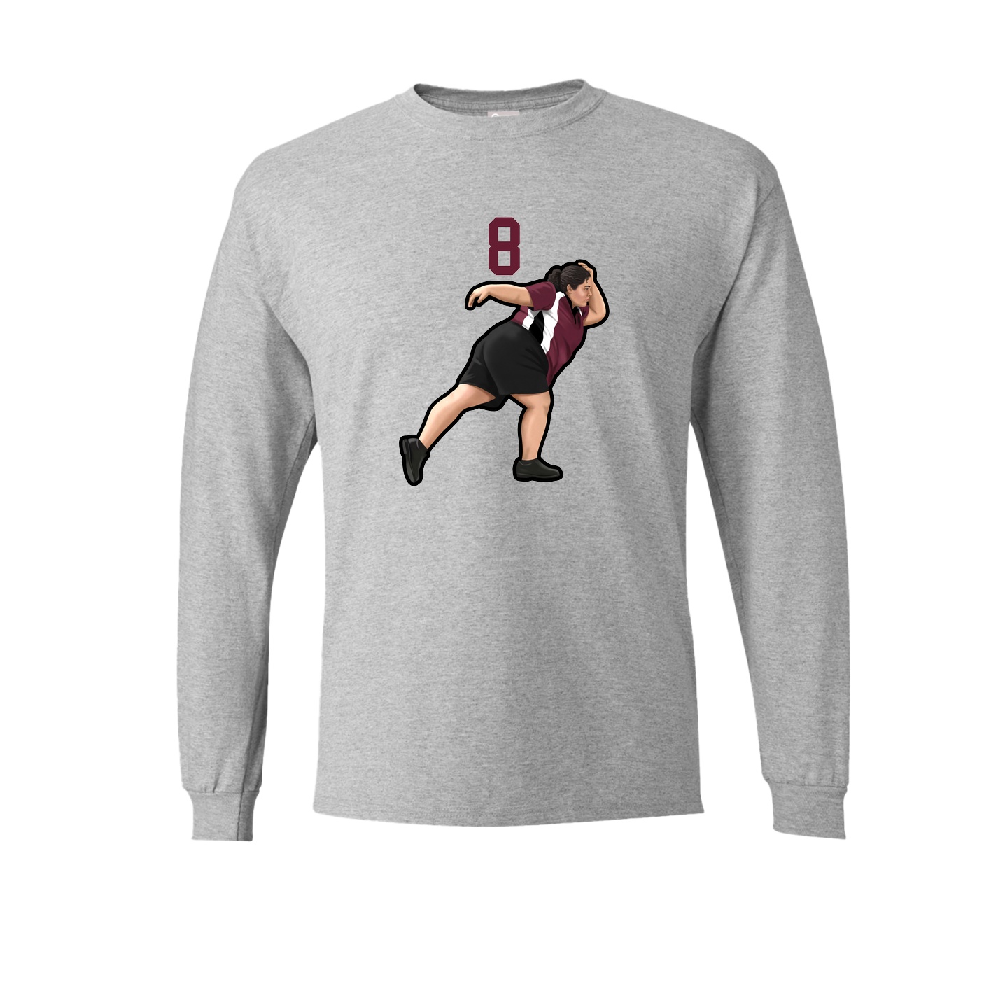 Long Sleeve Tee — Number Top in Grey