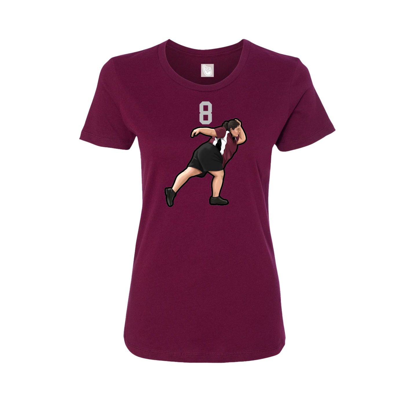 Fitted Women's Tee — Number Top in Maroon