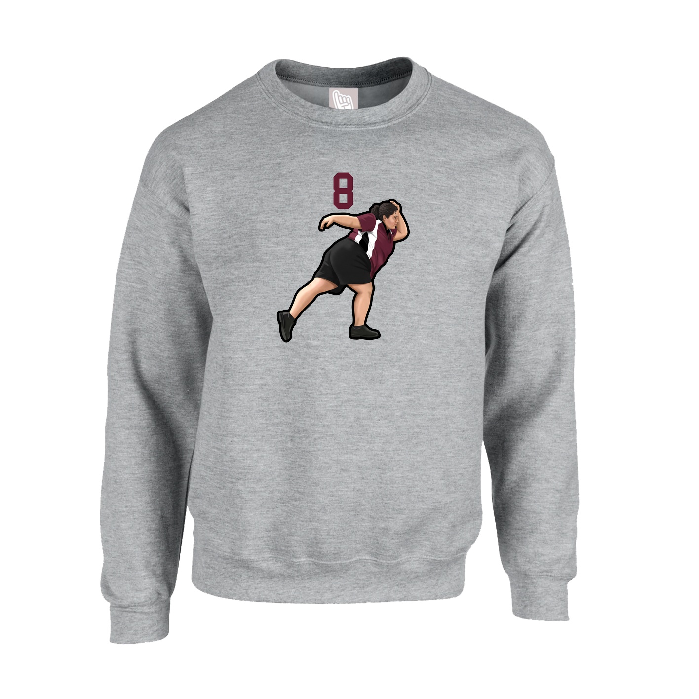 Fleece Crew — Number Top in Grey