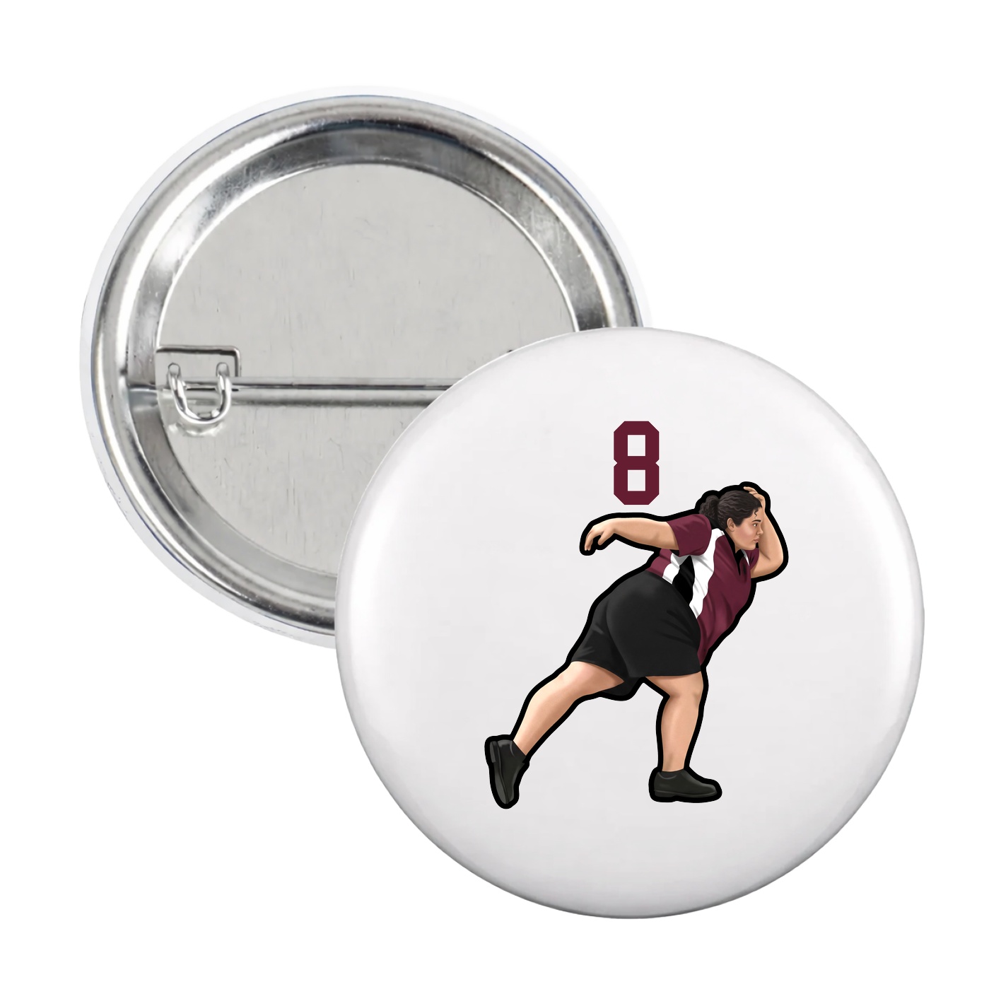 Game Day Button — Number Top in White
