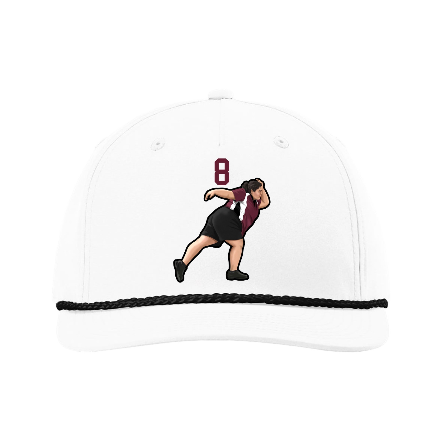 Five-Panel Classic Rope Cap — Number Top in White