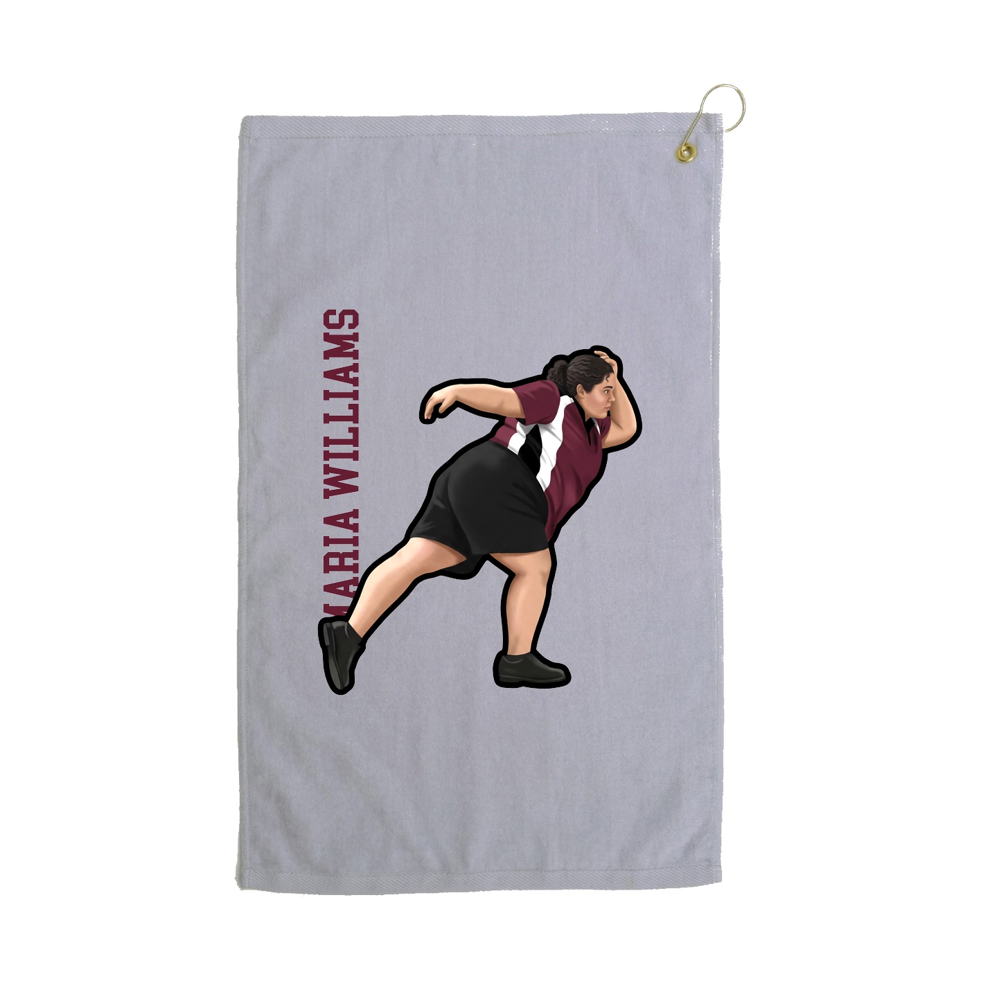 Golf Towel — Name Vertical in Grey