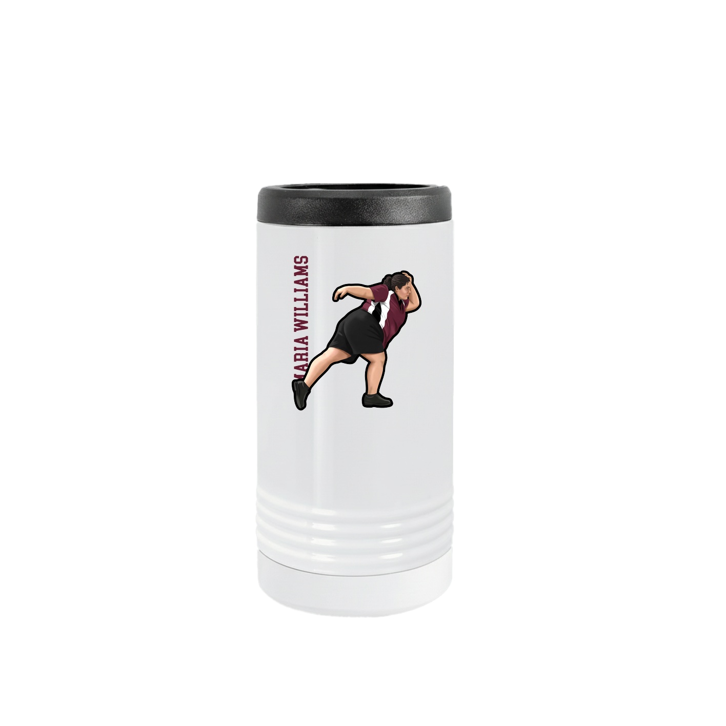 Slim Beverage Holder — Name Vertical in White