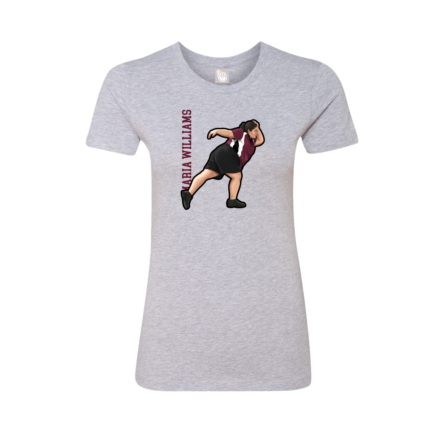 Fitted Women's Tee — Name Vertical in Grey