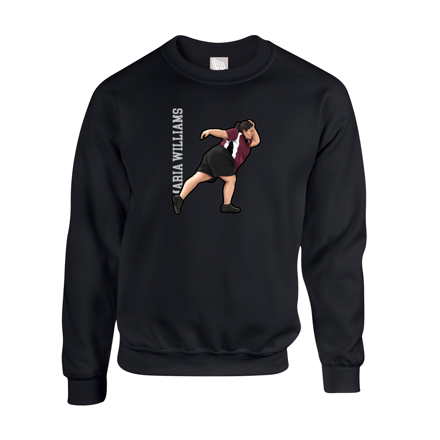 Fleece Crew — Name Vertical in Black