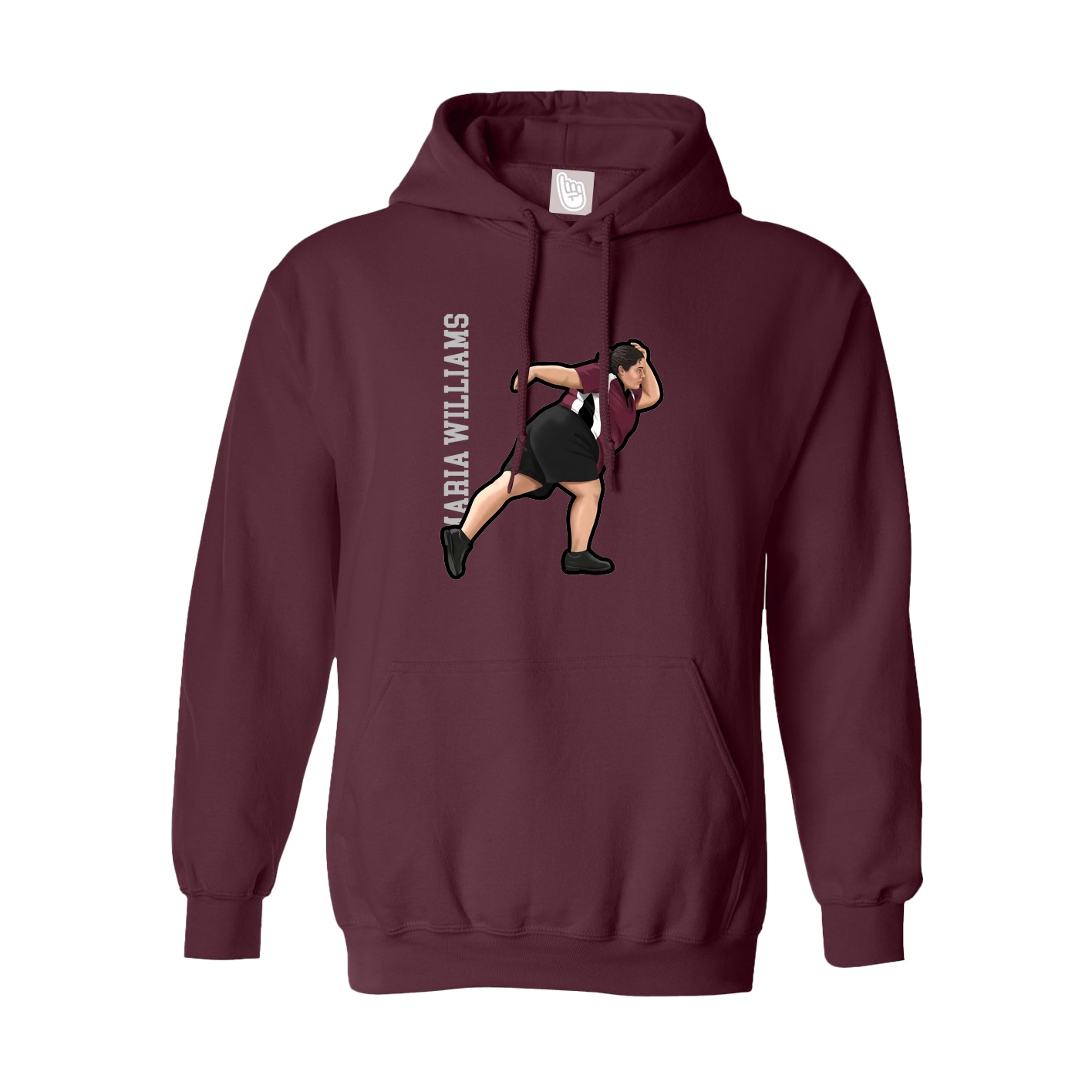 Youth Hoodie — Name Vertical in Maroon