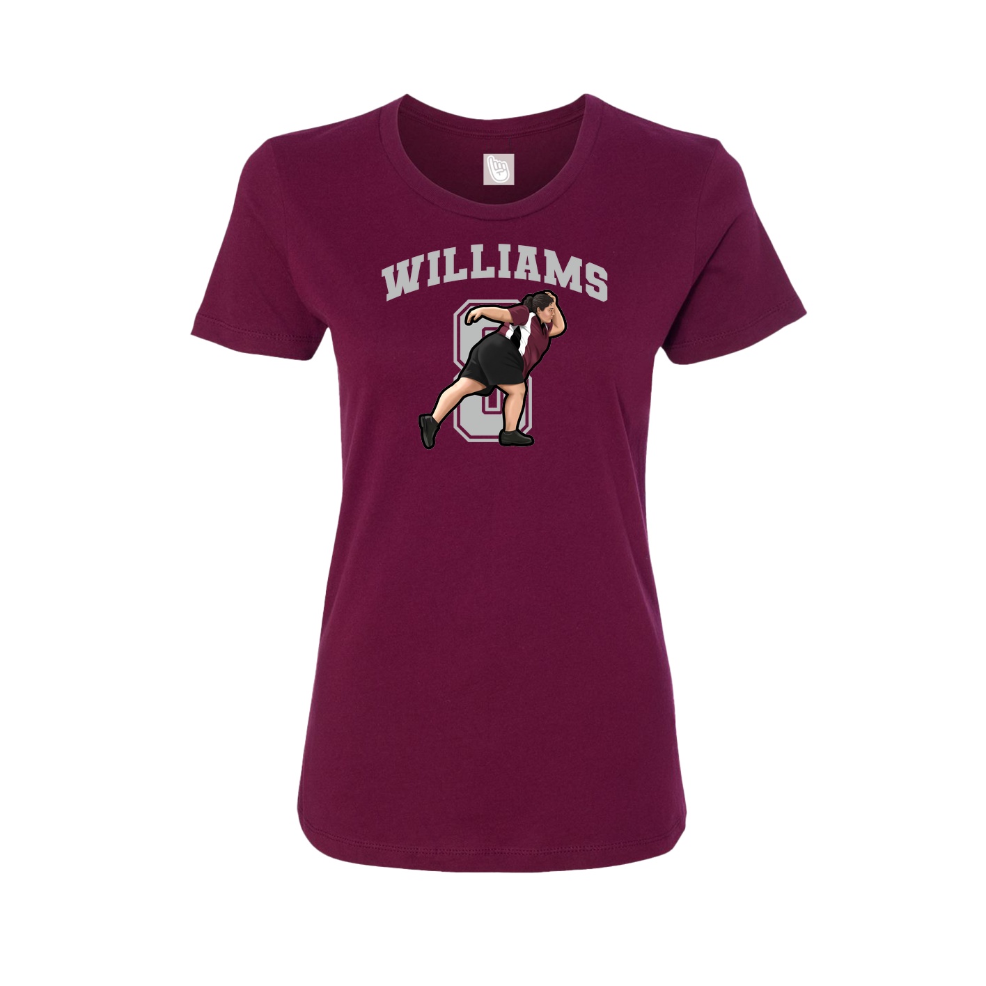 Fitted Women's Tee — Number in Maroon